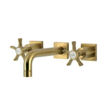 Kingston Brass KS6127NX Hamilton Double-Handle Wall Mount Bathroom Faucet, Brushed Brass
