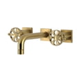 thumbnail image 1 of Kingston Brass KS6127RX Belknap Double-Handle Wall Mount Bathroom Faucet, Brushed Brass, 1 of 7