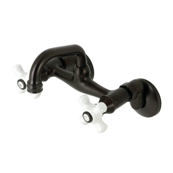 Kingston Brass KS612ORB Kingston Two-Handle 2-Hole Wall Mount Bar Faucet in Oil Rubbed Bronze
