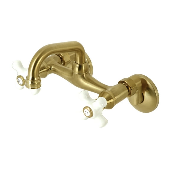 Kingston Brass KS612SB Two-Handle Wall Mount Bar Faucet, Brushed Brass