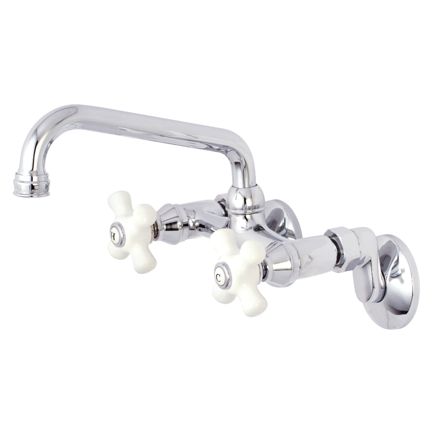 Kingston Brass Gramercy Adjustable Center 2-Handle Wall-Mount Standard  Kitchen Faucet in S