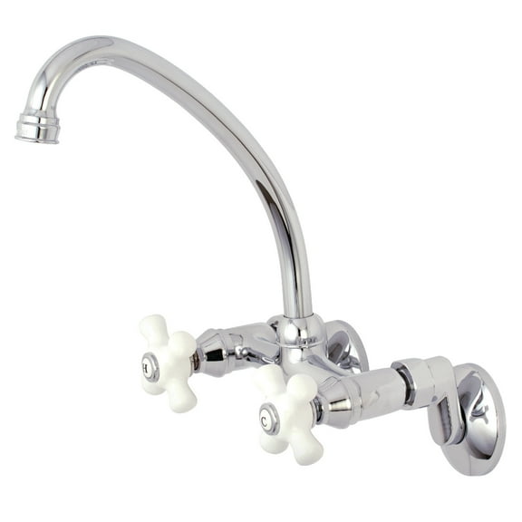 Kingston Brass KS614C Kingston Two Handle Wall Mount Kitchen Faucet, Polished Chrome
