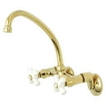 thumbnail image 1 of Kingston Brass KS614PB Kingston Two Handle Wall Mount Kitchen Faucet, Polished Brass, 1 of 5