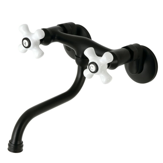 Kingston Brass KS616MB Wall Mount Bathroom Faucet, Matte Black