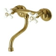thumbnail image 1 of Kingston Brass KS616SB Wall Mount Bathroom Faucet, Brushed Brass, 1 of 5