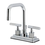 Kingston Brass KS6641KNL Knurled Double-Handle 3-Hole Deck Mount 4-Inch Centerset Bathroom Faucet with Brass Pop-Up in Polished Chrome