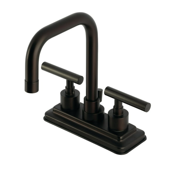 Kingston Brass KS6645CML Double-Handle 3-Hole Deck Mount 4-Inch Centerset Bathroom Faucet with Brass Pop-Up in Oil Rubbed Bronze
