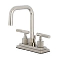 thumbnail image 1 of Kingston Brass KS6646KNL Knurled Double-Handle 3-Hole Deck Mount 4-Inch Centerset Bathroom Faucet with Brass Pop-Up in Polished Nickel, 1 of 8