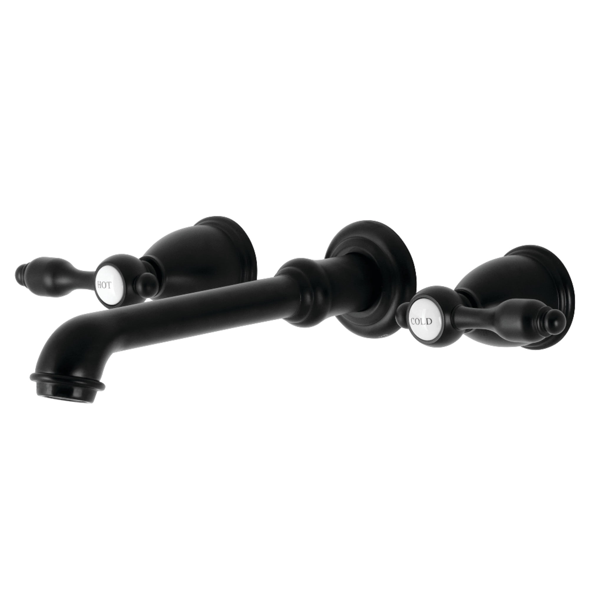 Kingston Brass KS7020BAL Heirloom Two-Handle Wall Mount Roman Tub Faucet, Matte Black