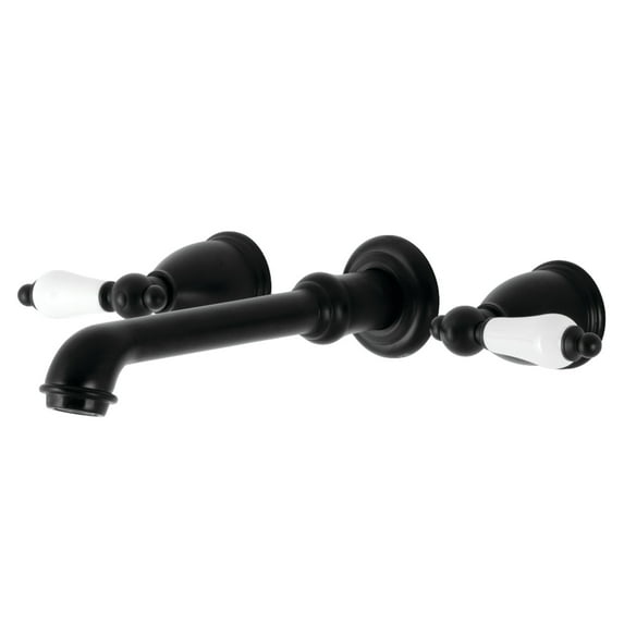 Kingston Brass KS7020PL English Vintage Two-Handle Wall Mount Roman Tub Faucet, Matte Black