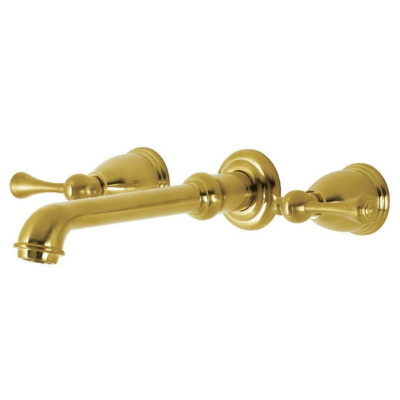 Kingston Brass KS7027BL English Country Two-Handle Wall Mount Roman Tub Faucet, Brushed Brass
