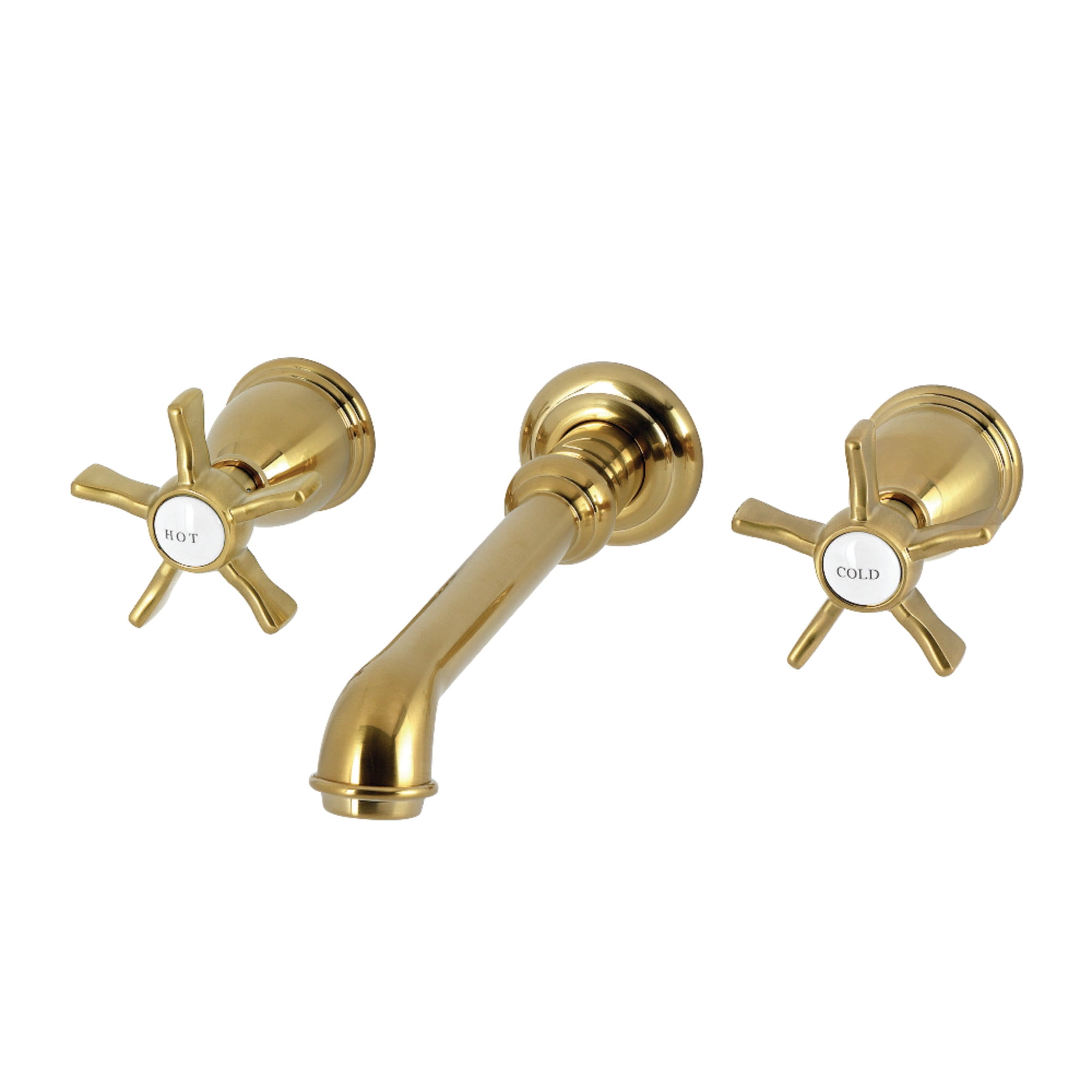 Kingston Brass KS7027NX Hamilton Two-Handle Wall Mount Roman Tub Faucet, Brushed Brass