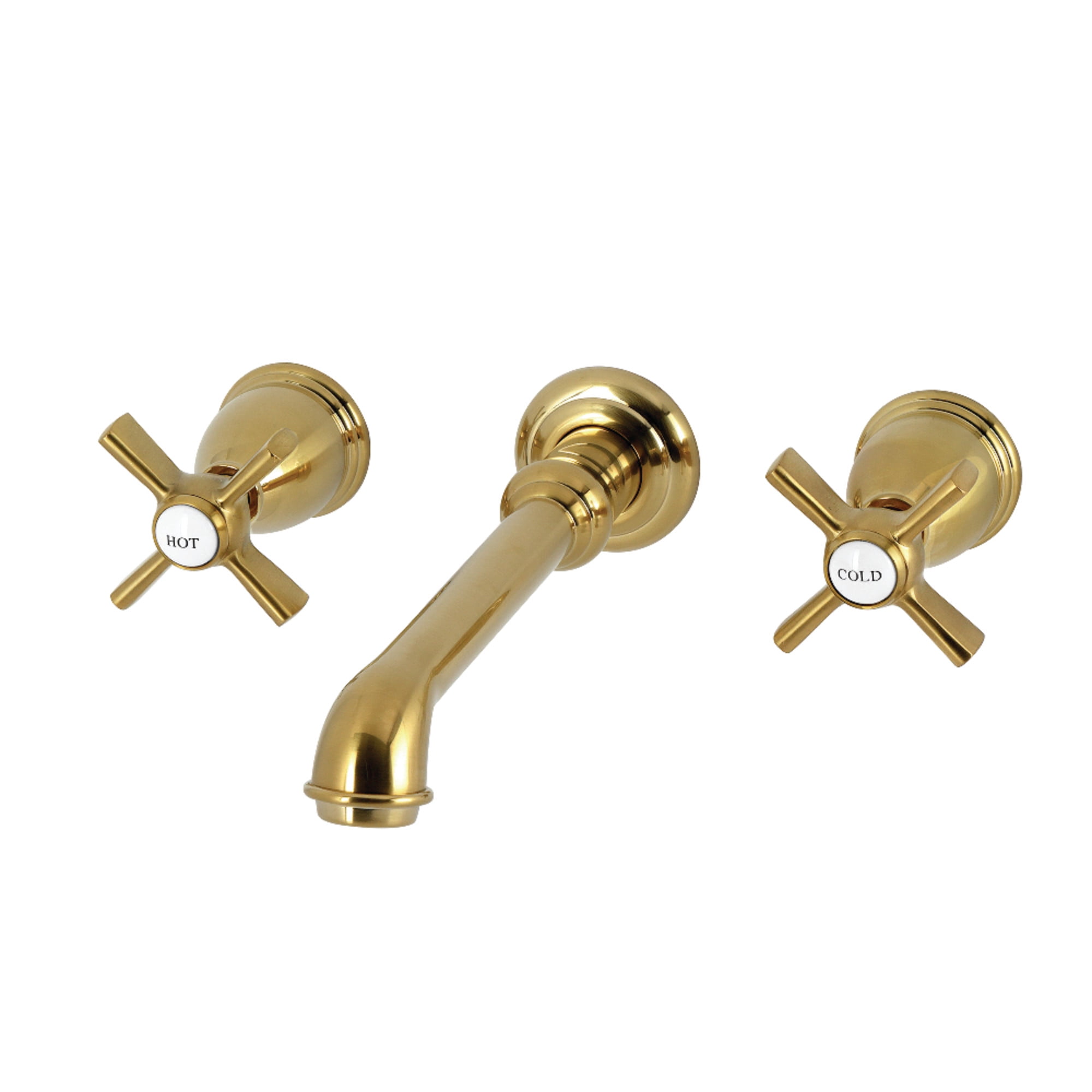 Kingston Brass KS7027ZX Millennium Two-Handle Wall Mount Roman Tub Faucet, Brushed Brass