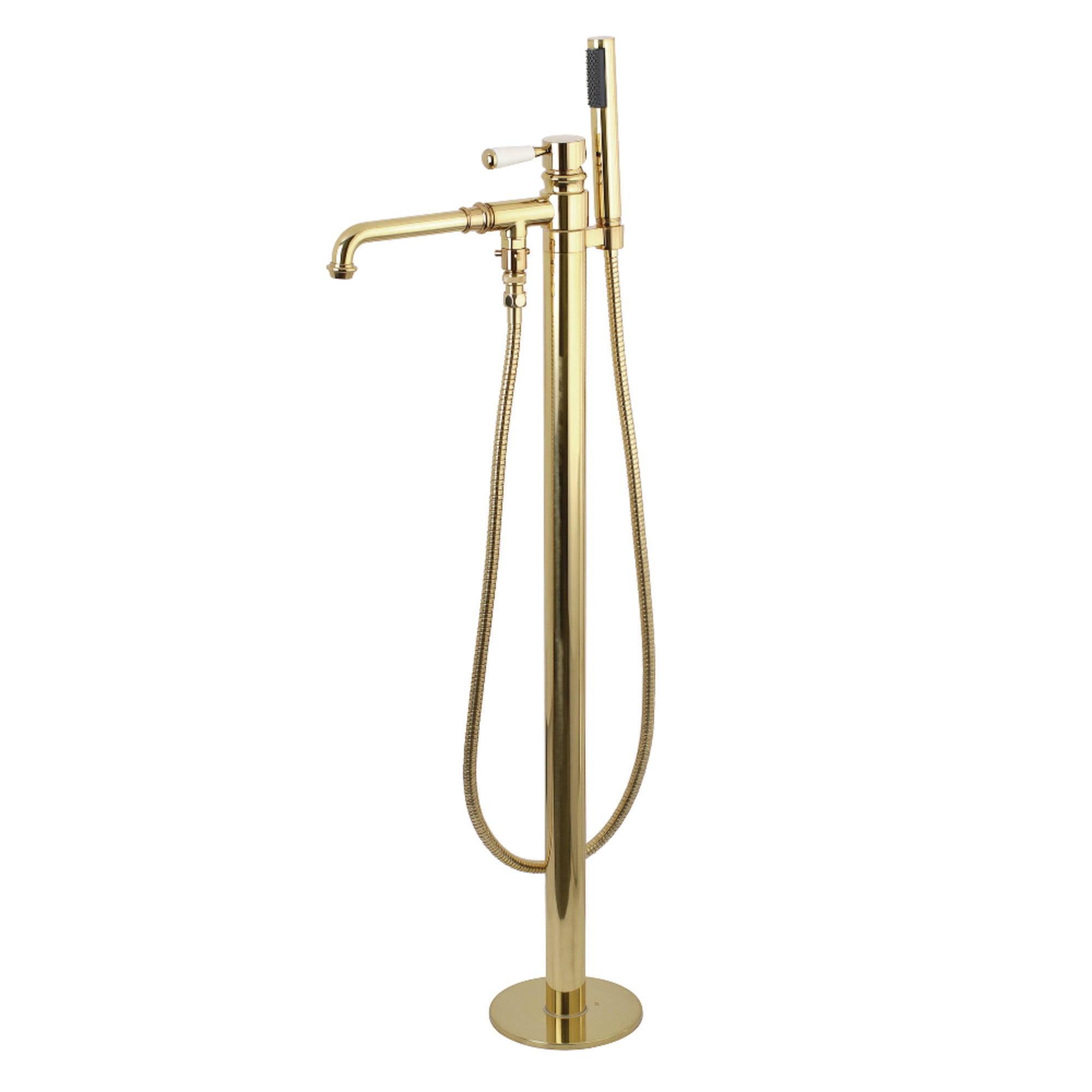 Kingston Brass KS7032DPL Paris Freestanding Tub Faucet with Hand Shower, Polished Brass