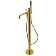 thumbnail image 1 of Kingston Brass KS7037DPL Paris Freestanding Tub Faucet with Hand Shower, Brushed Brass, 1 of 6