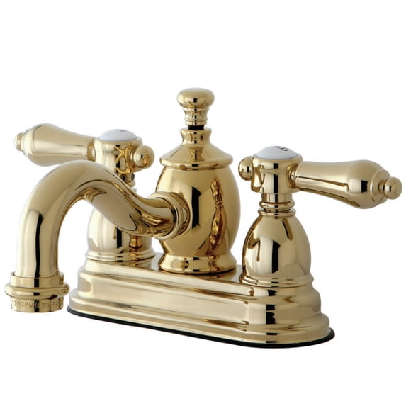 4" Centerset Lavatory Faucet with Heritage Spout and Metal Lever Handle, Polished Brass - KS7102BAL