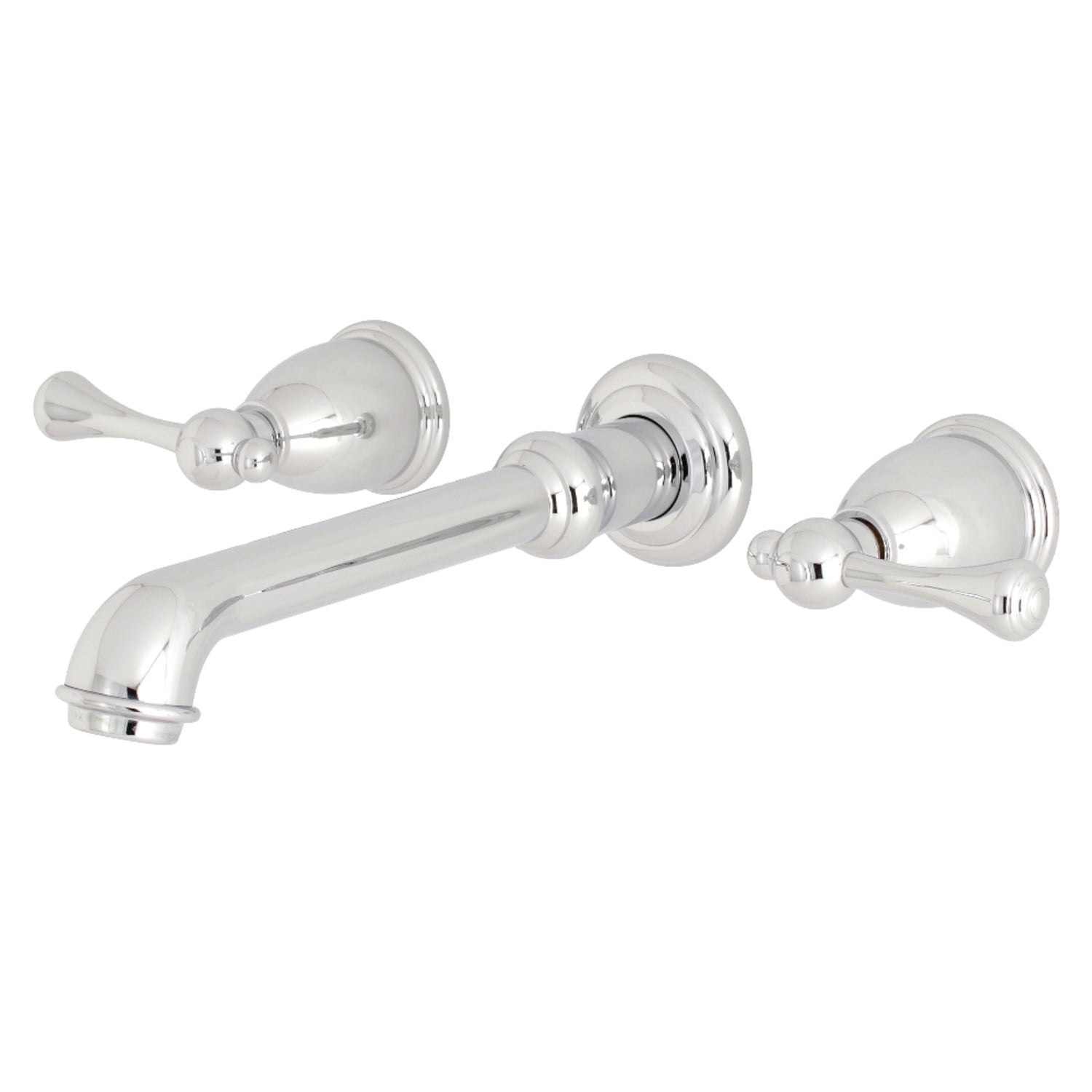 Polished Chrome Two-Handle Wall Mount Bathroom Faucet