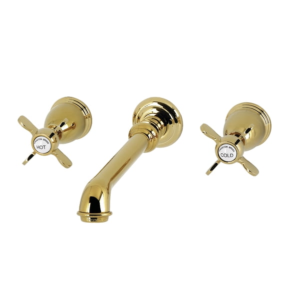 Kingston Brass KS7122BEX Essex Double-Handle 3-Hole Wall Mount Bathroom Faucet in Polished Brass
