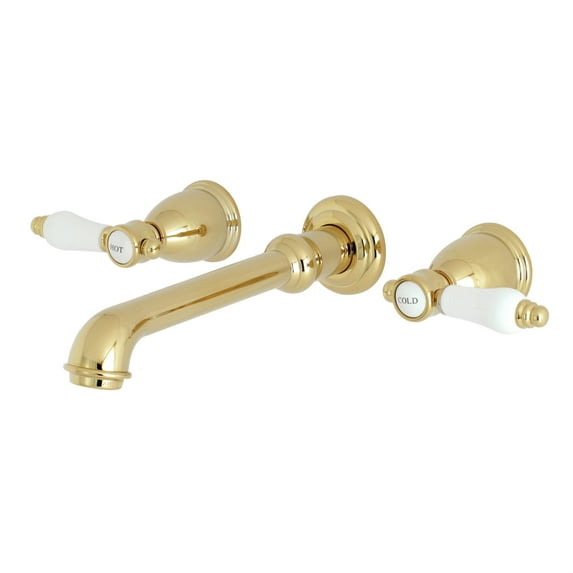 Kingston Brass KS7122BPL 8-Inch Center Wall Mount Bathroom Faucet, Polished Brass