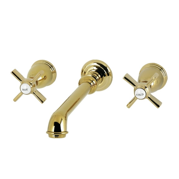 Kingston Brass KS7122ZX Millennium Double-Handle 3-Hole Wall Mount Bathroom Faucet in Polished Brass