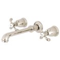 thumbnail image 1 of Kingston Brass KS7126TX 8-Inch Center Wall Mount Bathroom Faucet, Polished Nickel, 1 of 5