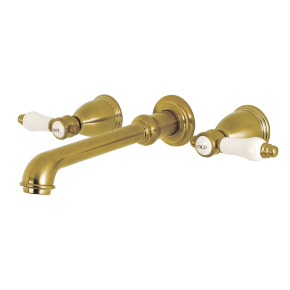 Kingston Brass KS7127BPL 8-Inch Center Wall Mount Bathroom Faucet, Brushed Brass