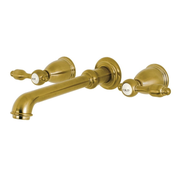 Kingston Brass KS7127TAL 8-Inch Center Wall Mount Bathroom Faucet, Brushed Brass