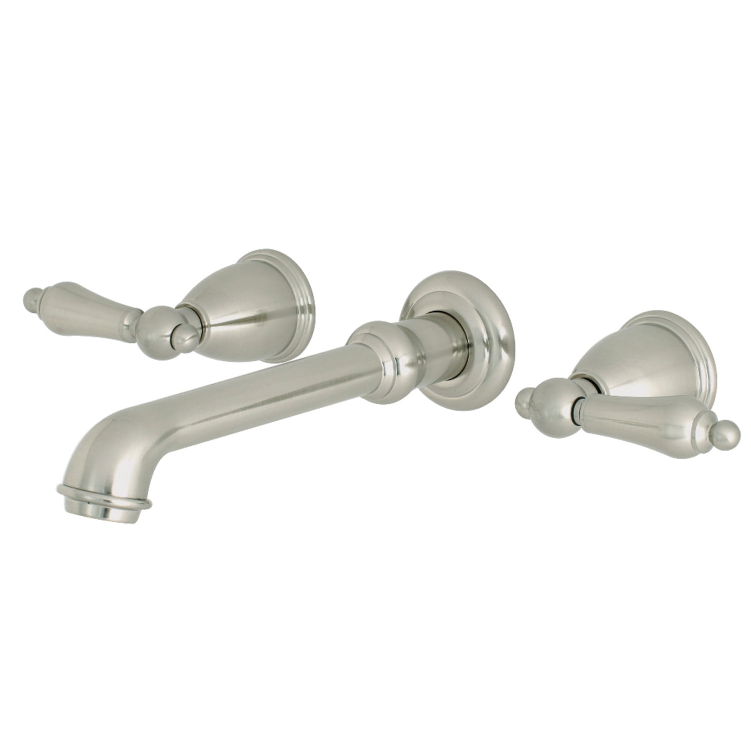 Brushed Nickel Two-Handle Wall Mount Bathroom Faucet