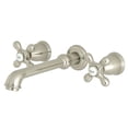 thumbnail image 1 of Kingston Brass KS7128AX English Country Two-Handle Wall Mount Bathroom Faucet, Brushed Nickel, 1 of 2