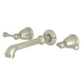 thumbnail image 1 of Kingston Brass KS7128BL Two-Handle Wall Mount Bathroom Faucet, Brushed Nickel, 1 of 2