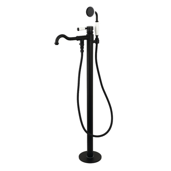 Kingston Brass KS7130DPL Paris Freestanding Tub Faucet with Hand Shower, Matte Black