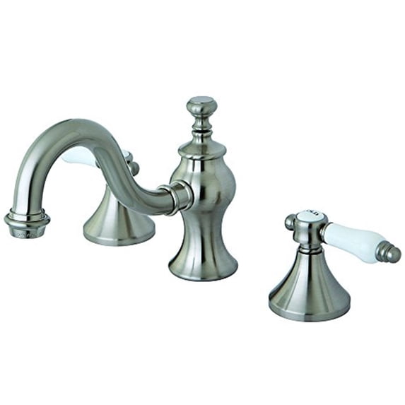 Kingston Brass KS7168BPL Vintage Widespread Lavatory Faucet with Brass Vintage Pop-Up Drain, Satin Nickel
