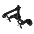 thumbnail image 1 of Kingston Brass KS7220BEX Essex Double-Handle 2-Hole Wall-Mount Bridge Kitchen Faucet in Matte Black, 1 of 5