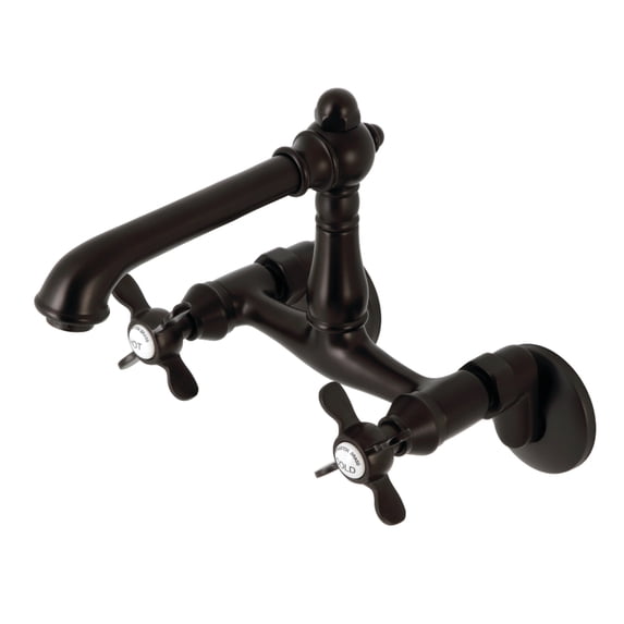 Kingston Brass KS7225BEX Essex Double-Handle Wall-Mount Bridge Kitchen Faucet, Oil Rubbed Bronze