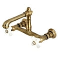 thumbnail image 1 of Kingston Brass KS7243PX Wall Mount Bathroom Faucet, Antique Brass, 1 of 2