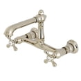 thumbnail image 1 of Kingston Brass KS7246AX 8-Inch Center Wall Mount Bathroom Faucet, Polished Nickel, 1 of 4