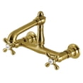 thumbnail image 1 of Kingston Brass KS7247AX English Country Double-Handle Wall Mount Bathroom Faucet, Brushed Brass, 1 of 11