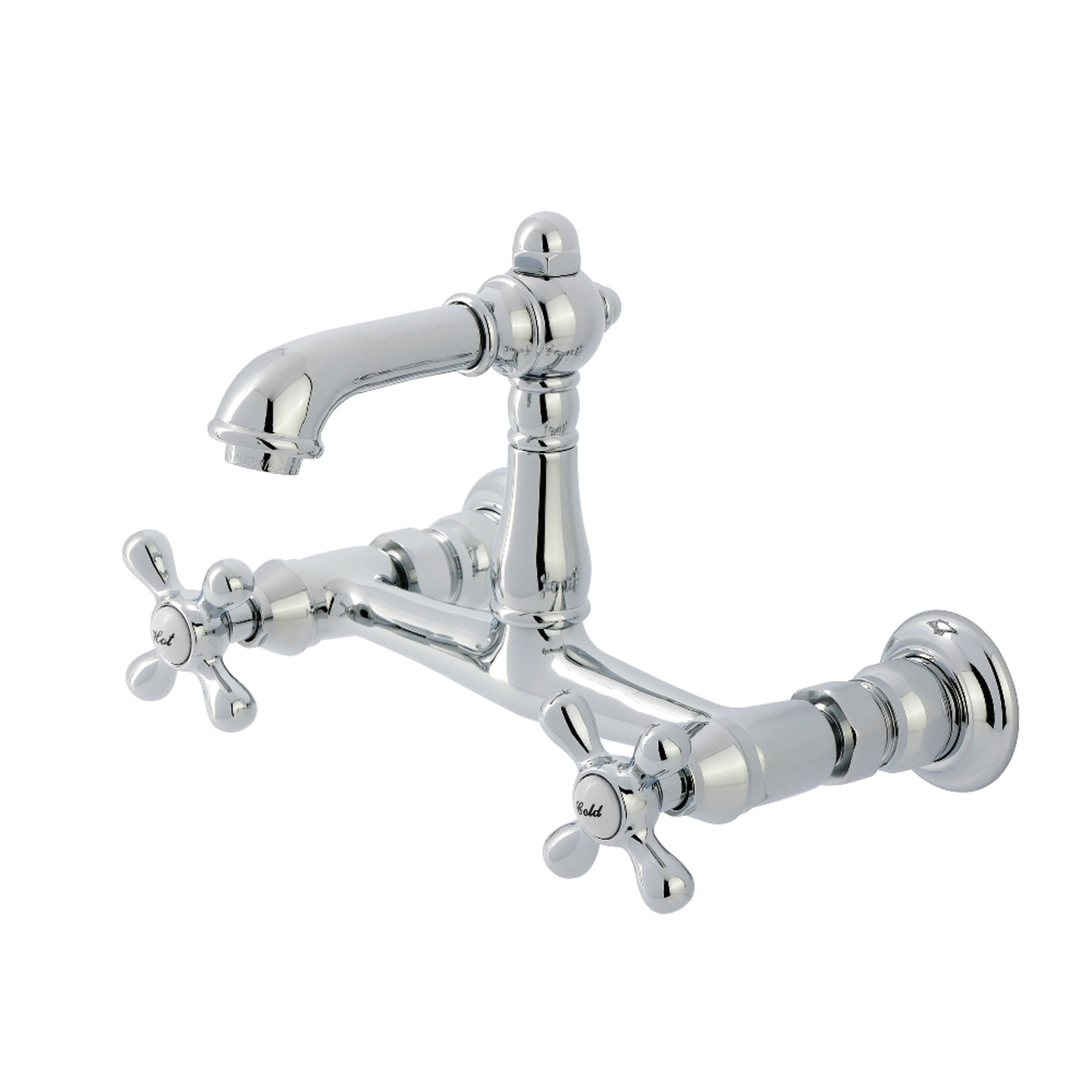 Kingston Brass KS7251AX English Country Double-Handle 2-Hole Wall Mount Bathroom Faucet in Polished Chrome