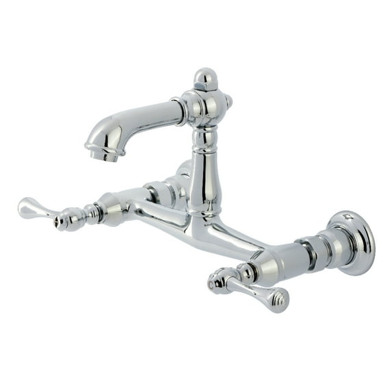 Kingston Brass KS7251BL English Country Double-Handle 2-Hole Wall Mount Bathroom Faucet in Polished Chrome