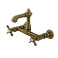 thumbnail image 1 of Kingston Brass KS7253BEX Essex Double-Handle 2-Hole Wall Mount Bathroom Faucet in Antique Brass, 1 of 8