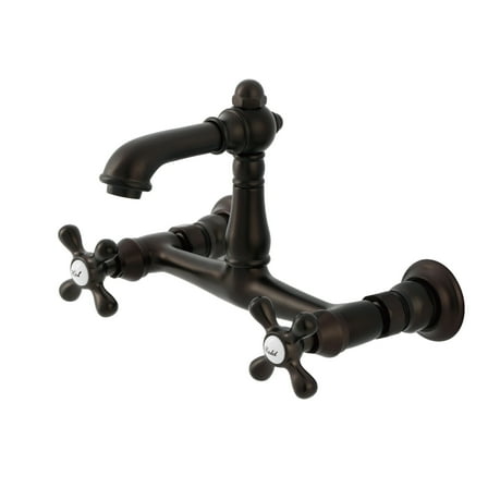 Kingston Brass KS7255AX English Country Double-Handle 2-Hole Wall Mount Bathroom Faucet in Oil Rubbed Bronze