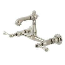 Kingston Brass KS7256BL English Country Double-Handle 2-Hole Wall Mount Bathroom Faucet in Polished Nickel