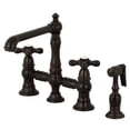 thumbnail image 1 of Kingston Brass KS7275AXBS English Country 8" Bridge Kitchen Faucet with Sprayer, Oil Rubbed Bronze, 1 of 5