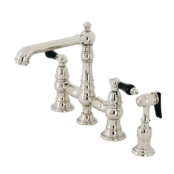 Kingston Brass KS7276PKLBS Duchess Bridge Kitchen Faucet with Brass Side Sprayer, Polished Nickel