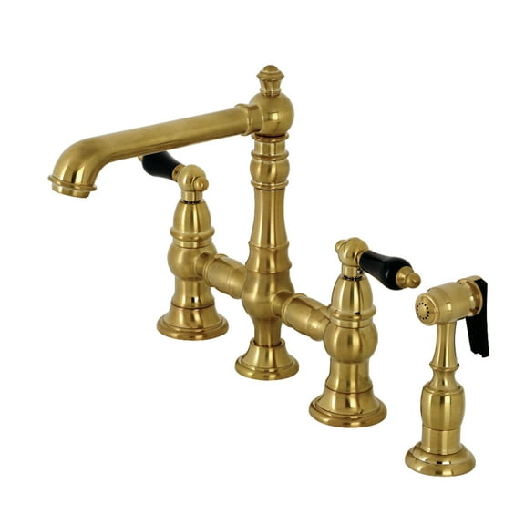 Kingston Brass KS7277PKLBS Duchess Bridge Kitchen Faucet with Brass Side Sprayer, Brushed Brass