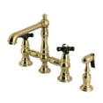 thumbnail image 1 of Kingston Brass KS7277PKXBS Duchess Bridge Kitchen Faucet with Brass Side Sprayer, Brushed Brass, 1 of 7
