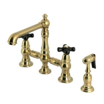 Kingston Brass KS7277PKXBS Duchess Bridge Kitchen Faucet with Brass Side Sprayer, Brushed Brass