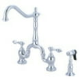 thumbnail image 1 of Kingston Brass KS7751ALBS English Country Kitchen Bridge Faucet with Brass Sprayer, Polished Chrome, 1 of 4