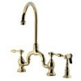 thumbnail image 1 of Kingston Brass KS7792TALBS Bridge Kitchen Faucet with Brass Sprayer, Polished Brass, 1 of 3