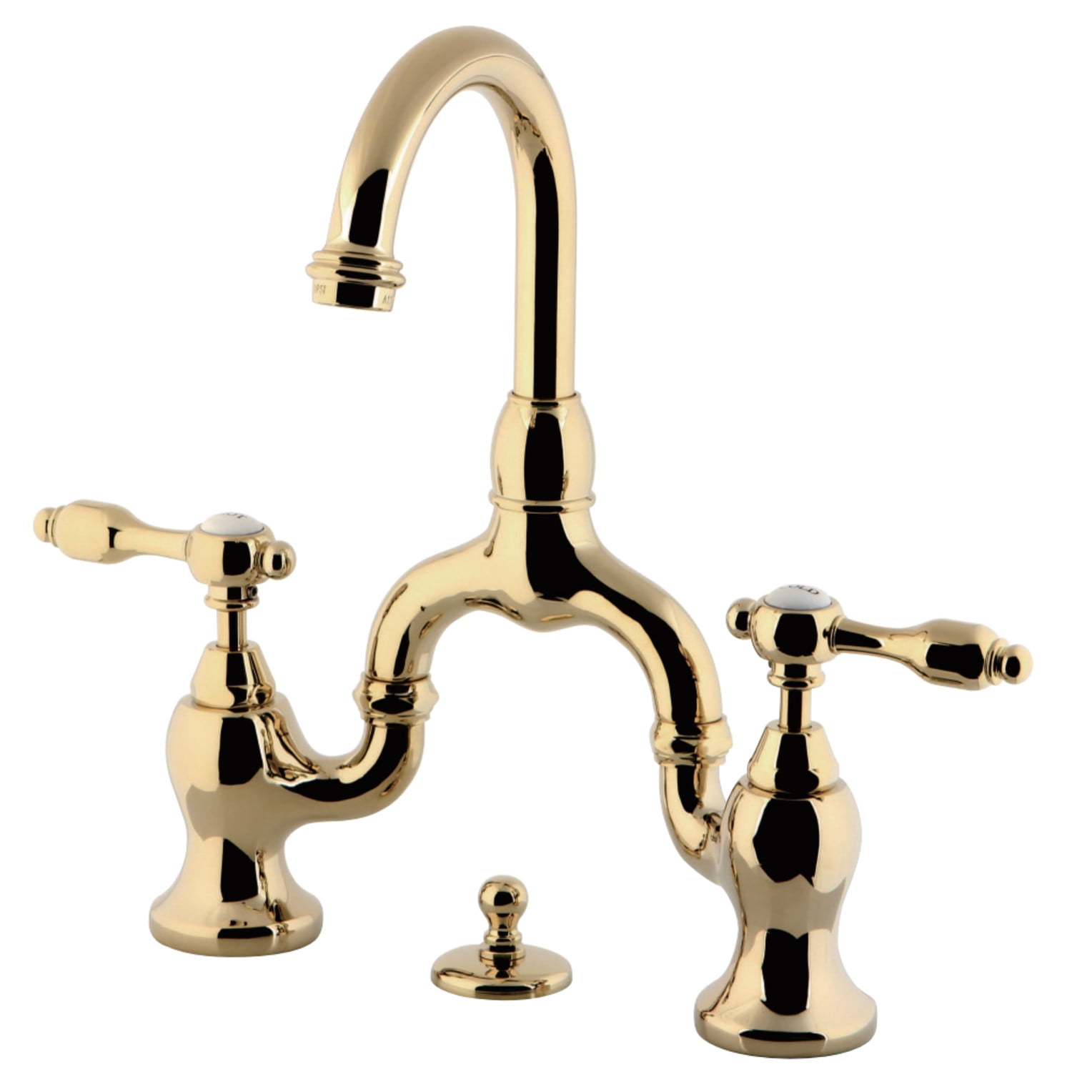 Kingston Brass KS7992TAL Standard Mount Bridge Bathroom Faucet, Polished Brass